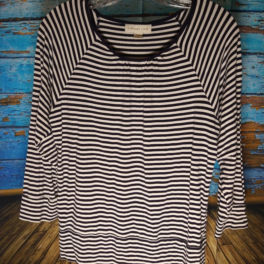 Navy and white striped too